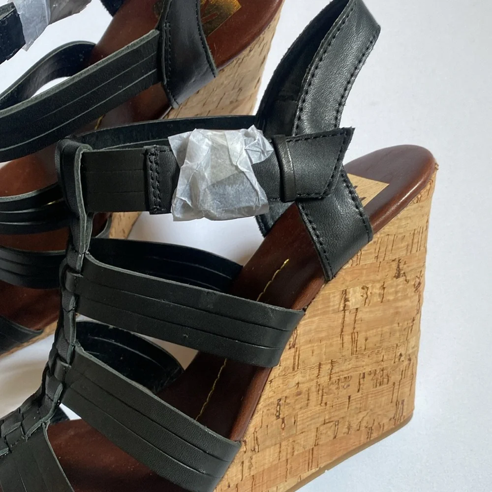 Dolce Vita Shoes Platform Wedge Leather Cork Sandals size 9